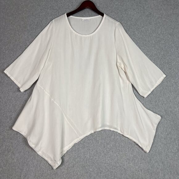 Bryn Walker Off White Naida Tencel Tunic 3/4 Sleeve Size XL Lagenlook - Picture 1 of 8